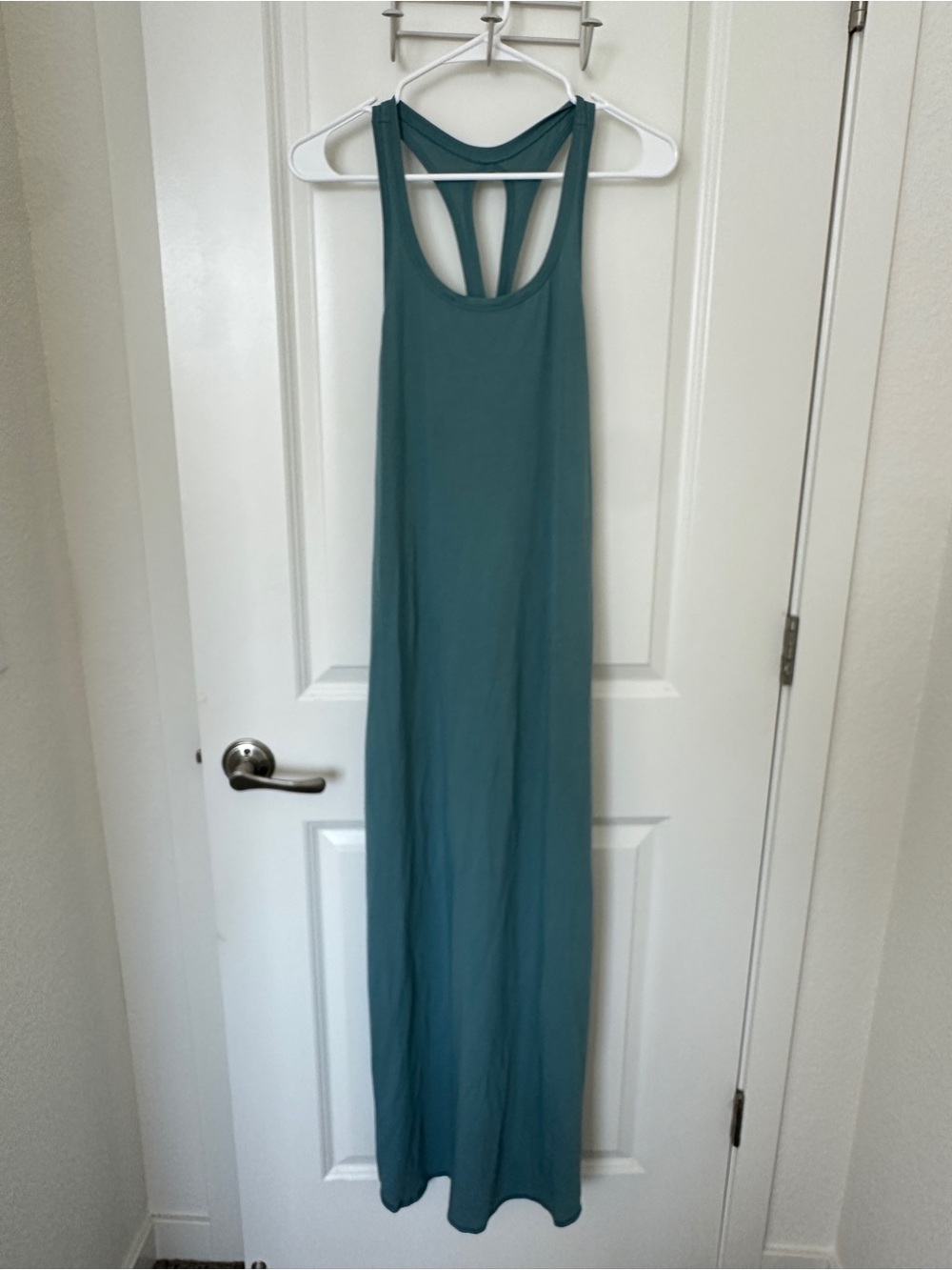 Lululemon Maxi Dress Womens 10 Teal Racerback Pima Cotton Side Slit
